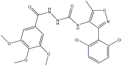 N1-[3-(2,6-dichlorophenyl)-5-methylisoxazol-4-yl]-2-(3,4,5-trimethoxybenzoyl)hydrazine-1-carboxamide 结构式