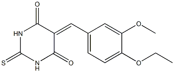 5-(4-ethoxy-3-methoxybenzylidene)-2-thioxohexahydropyrimidine-4,6-dione 结构式