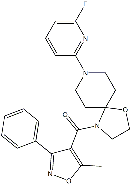 [8-(6-fluoro-2-pyridinyl)-1-oxa-4,8-diazaspiro[4.5]dec-4-yl](5-methyl-3-phenyl-4-isoxazolyl)methanone 结构式