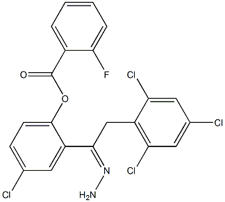 4-chloro-2-[2-(2,4,6-trichlorophenyl)ethanhydrazonoyl]phenyl 2-fluorobenzoa te 结构式