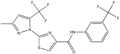 2-[3-methyl-5-(trifluoromethyl)-1H-pyrazol-1-yl]-N-[3-(trifluoromethyl)phenyl]-1,3-thiazole-4-carboxamide 结构式