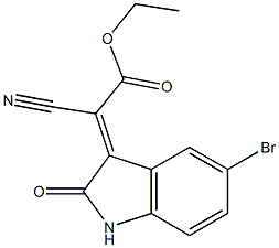 ethyl 2-(5-bromo-2-oxo-2,3-dihydro-1H-indol-3-yliden)-2-cyanoacetate 结构式