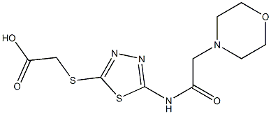 2-({5-[(2-morpholinoacetyl)amino]-1,3,4-thiadiazol-2-yl}sulfanyl)acetic acid 结构式