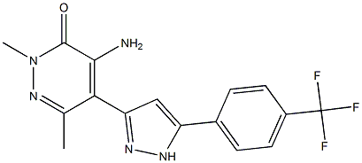 4-amino-2,6-dimethyl-5-{5-[4-(trifluoromethyl)phenyl]-1H-pyrazol-3-yl}-2,3-dihydropyridazin-3-one 结构式