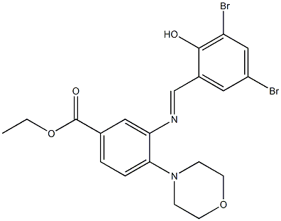 ethyl 3-[(3,5-dibromo-2-hydroxybenzylidene)amino]-4-morpholinobenzoate 结构式