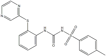 2-({2-[({[(4-methylphenyl)sulfonyl]amino}carbonyl)amino]phenyl}sulfanyl)pyrazine 结构式