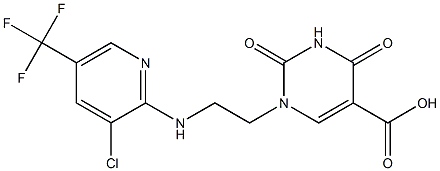 1-(2-{[3-chloro-5-(trifluoromethyl)-2-pyridinyl]amino}ethyl)-2,4-dioxo-1,2,3,4-tetrahydro-5-pyrimidinecarboxylic acid 结构式