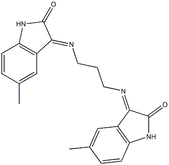 5-methyl-3-({3-[(5-methyl-2-oxo-2,3-dihydro-1H-indol-3-yliden)amino]propyl}imino)indolin-2-one 结构式