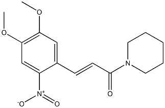 (E)-3-(4,5-dimethoxy-2-nitrophenyl)-1-piperidino-2-propen-1-one 结构式
