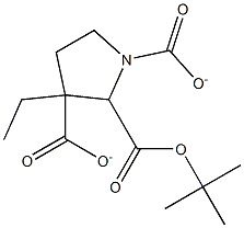 Boc-3-ethylpyrrolidine-1,3-dicarboxylate 结构式
