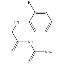 {2-[(2-fluoro-4-methylphenyl)amino]propanoyl}urea 结构式