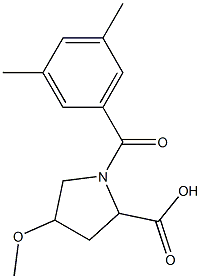 1-(3,5-dimethylbenzoyl)-4-methoxypyrrolidine-2-carboxylic acid 结构式