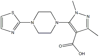 1,3-dimethyl-5-[4-(1,3-thiazol-2-yl)piperazin-1-yl]-1H-pyrazole-4-carboxylic acid 结构式