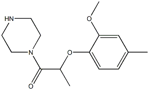 1-[2-(2-methoxy-4-methylphenoxy)propanoyl]piperazine 结构式