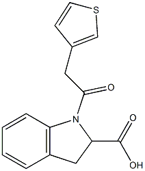 1-[2-(thiophen-3-yl)acetyl]-2,3-dihydro-1H-indole-2-carboxylic acid 结构式