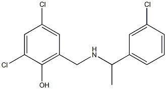 2,4-dichloro-6-({[1-(3-chlorophenyl)ethyl]amino}methyl)phenol 结构式