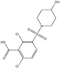 2,6-dichloro-3-[(4-hydroxypiperidine-1-)sulfonyl]benzoic acid 结构式