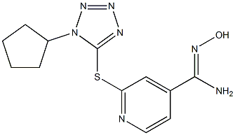 2-[(1-cyclopentyl-1H-1,2,3,4-tetrazol-5-yl)sulfanyl]-N'-hydroxypyridine-4-carboximidamide 结构式
