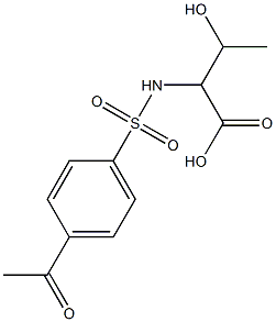 2-[(4-acetylbenzene)sulfonamido]-3-hydroxybutanoic acid 结构式