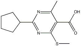 2-cyclopentyl-4-methyl-6-(methylthio)pyrimidine-5-carboxylic acid 结构式