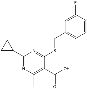 2-cyclopropyl-4-[(3-fluorobenzyl)thio]-6-methylpyrimidine-5-carboxylic acid 结构式