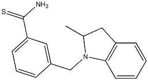 3-[(2-methyl-2,3-dihydro-1H-indol-1-yl)methyl]benzene-1-carbothioamide 结构式