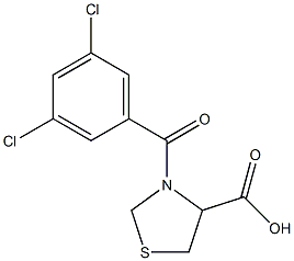 3-[(3,5-dichlorophenyl)carbonyl]-1,3-thiazolidine-4-carboxylic acid 结构式