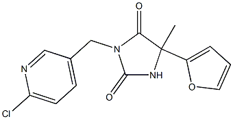 3-[(6-chloropyridin-3-yl)methyl]-5-(furan-2-yl)-5-methylimidazolidine-2,4-dione 结构式