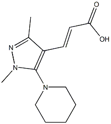 3-[1,3-dimethyl-5-(piperidin-1-yl)-1H-pyrazol-4-yl]prop-2-enoic acid 结构式