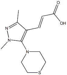 3-[1,3-dimethyl-5-(thiomorpholin-4-yl)-1H-pyrazol-4-yl]prop-2-enoic acid 结构式
