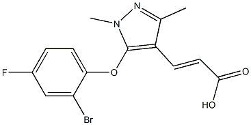 3-[5-(2-bromo-4-fluorophenoxy)-1,3-dimethyl-1H-pyrazol-4-yl]prop-2-enoic acid 结构式