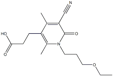 3-[5-cyano-1-(3-ethoxypropyl)-2,4-dimethyl-6-oxo-1,6-dihydropyridin-3-yl]propanoic acid 结构式