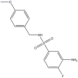 3-amino-4-fluoro-N-[(4-methoxyphenyl)methyl]benzene-1-sulfonamide 结构式