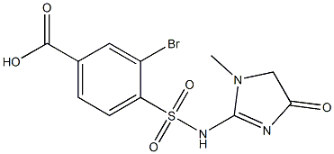 3-bromo-4-[(1-methyl-4-oxo-4,5-dihydro-1H-imidazol-2-yl)sulfamoyl]benzoic acid 结构式