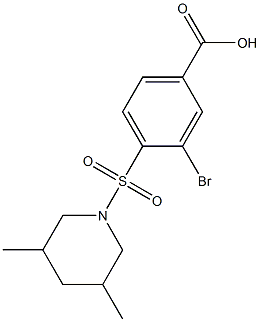 3-bromo-4-[(3,5-dimethylpiperidine-1-)sulfonyl]benzoic acid 结构式