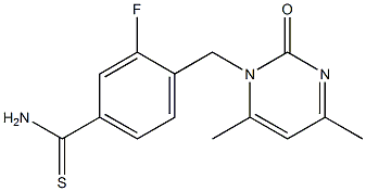 4-[(4,6-dimethyl-2-oxopyrimidin-1(2H)-yl)methyl]-3-fluorobenzenecarbothioamide 结构式