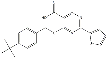 4-[(4-tert-butylbenzyl)thio]-6-methyl-2-thien-2-ylpyrimidine-5-carboxylic acid 结构式