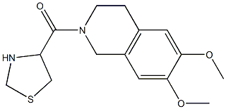 4-[(6,7-dimethoxy-1,2,3,4-tetrahydroisoquinolin-2-yl)carbonyl]-1,3-thiazolidine 结构式
