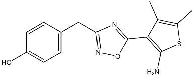 4-{[5-(2-amino-4,5-dimethylthiophen-3-yl)-1,2,4-oxadiazol-3-yl]methyl}phenol 结构式