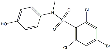 4-bromo-2,6-dichloro-N-(4-hydroxyphenyl)-N-methylbenzene-1-sulfonamide 结构式