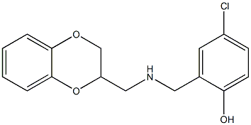 4-chloro-2-{[(2,3-dihydro-1,4-benzodioxin-2-ylmethyl)amino]methyl}phenol 结构式