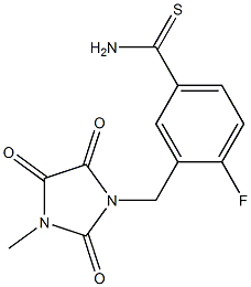 4-fluoro-3-[(3-methyl-2,4,5-trioxoimidazolidin-1-yl)methyl]benzene-1-carbothioamide 结构式