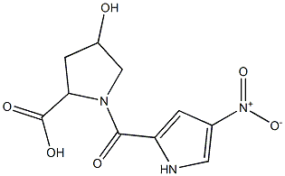 4-hydroxy-1-[(4-nitro-1H-pyrrol-2-yl)carbonyl]pyrrolidine-2-carboxylic acid 结构式
