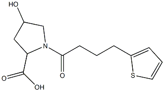 4-hydroxy-1-[4-(thiophen-2-yl)butanoyl]pyrrolidine-2-carboxylic acid 结构式