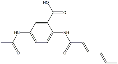 5-(acetylamino)-2-[(2E,4E)-hexa-2,4-dienoylamino]benzoic acid 结构式