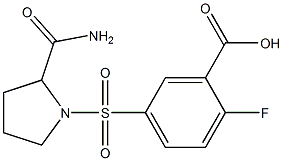 5-[(2-carbamoylpyrrolidine-1-)sulfonyl]-2-fluorobenzoic acid 结构式