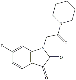 6-fluoro-1-[2-oxo-2-(piperidin-1-yl)ethyl]-2,3-dihydro-1H-indole-2,3-dione 结构式