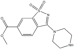 methyl 3-piperazin-1-yl-1,2-benzisothiazole-6-carboxylate 1,1-dioxide 结构式