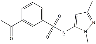 N-(1,3-dimethyl-1H-pyrazol-5-yl)-3-acetylbenzene-1-sulfonamide 结构式
