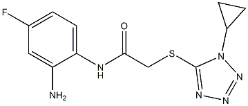 N-(2-amino-4-fluorophenyl)-2-[(1-cyclopropyl-1H-1,2,3,4-tetrazol-5-yl)sulfanyl]acetamide 结构式